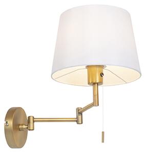 Applique da parete in bronzo con paralume bianco e braccio regolabile - Ladas Deluxe