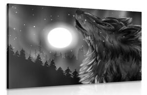 Stampa su tela – Luna dei lupi in bianco e nero