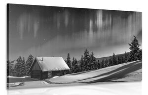 Stampa su tela – Paesaggio invernale fiabesco in bianco e nero
