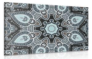 Quadro su tela – Mandala con motivo indiano in azzurro