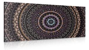 Quadro su tela – Mandala con motivo solare in sfumature viola
