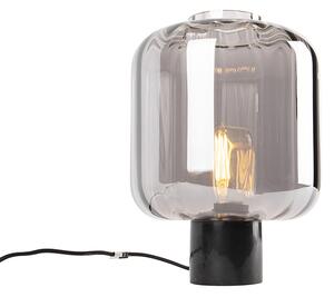 Lampada da tavolo di design nera con vetro fumé - Qara