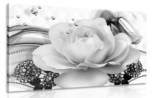 Quadro su tela – Rose di lusso con astrazione in bianco e nero