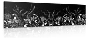 Quadro su tela – Con ornamento floreale in bianco e nero