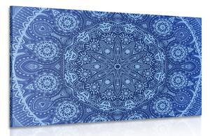 Quadro su tela – Mandala ornamentale con pizzo in blu