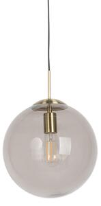 Lampada a sospensione moderna in ottone con vetro fumé 30 cm - Ball