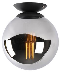 Plafoniera Art Déco nera con vetro fumé - Pallon