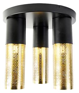 Plafoniera industriale nera con oro rotonda 3 luci - Raspi