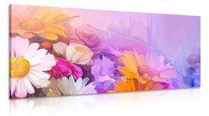 Quadro su tela – Dipinto a olio di fiori variopinti