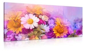 Stampa su tela – Dipinto a olio di fiori colorati