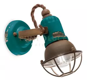 Applique 1 luce con gabbia loft vintage verde c1675/1viv