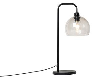 Lampada da tavolo moderna nera con paralume fumé - Maly