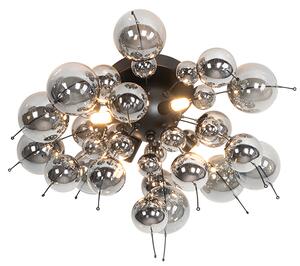 Lampada da soffitto di design nera con vetro fumé a 4 luci - Explode