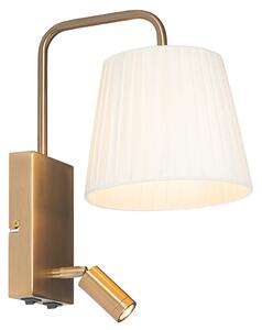 Lampada da parete moderna bianca e bronzo con lampada da lettura - Renier