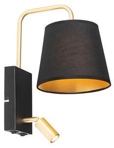 Applique moderna nera e oro con luce di lettura - Renier