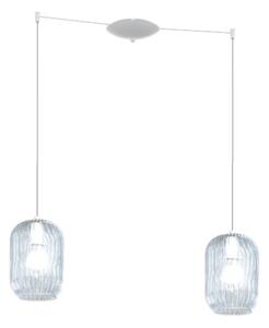 Sospensione bianco 2 luci spostabile vetri blu 1181bi-s2 s-bl