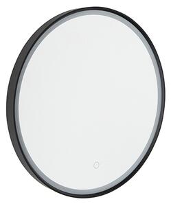 Specchio da bagno nero 50 cm con LED dimmerabile a 3 livelli con touch rotondo - Miral