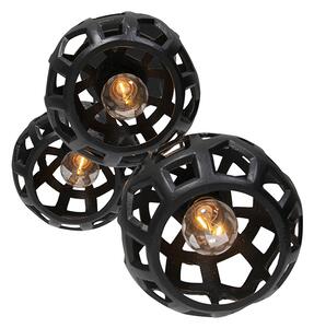 Lampada a sospensione industriale nera rotonda 3 luci - Bobby