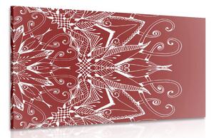 Stampa su tela – Mandala bianco su sfondo bordeaux