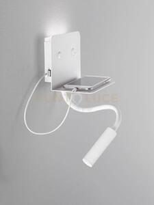 Applique in metallo verniciato bianco level led 6w + 3w faretto spo