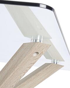 Tavolo MAY in vetro rettangolare con gamba naturale 160X90 cm