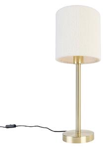 Lampada da tavolo classica ottone con paralume bouclè bianco 20 cm - Simplo