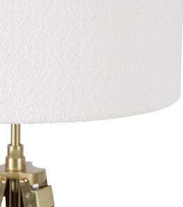 Lampada da terra ottone con paralume bouclè bianco treppiede 50 cm - Cortin