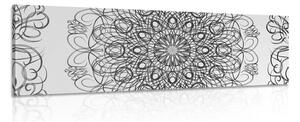 Stampa su tela – Mandala floreale astratta in bianco e nero