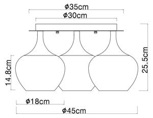 Globo 15548-3DG - Lampadario a plafone MAXY 3xE27/40W/230V rame