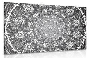 Stampa su tela – Mandala ornamentale con pizzo in bianco e nero
