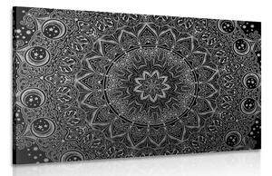 Stampa su tela – Mandala orientale in bianco e nero