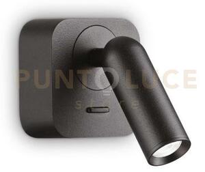 Bean applique a parete led 3000k 3w 200 lm nero con interruttore 