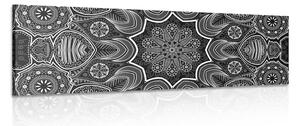 Quadro su tela – Mandala indiana con motivo floreale in bianco e nero