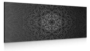 Quadro su tela – Mandala ornamentale in bianco e nero
