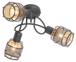 Plafoniera di design nera con oro 3 luci - Noud