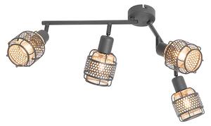 Plafoniera di design nera con oro 4 luci oblunga - Noud