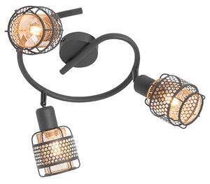 Plafoniera di design nera con oro 3 luci rotonda - Noud