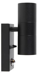 Lampada da parete per esterni nera a 2 luci con sensore di movimento IP44 - Duo