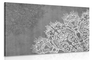 Stampa su tela – Elementi di Mandala floreale in bianco e nero