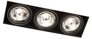 Faretto da incasso nero GU10 AR70 senza cornice 3 luci - Oneon