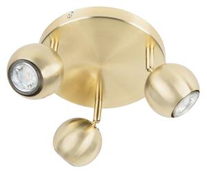 Faretto rotondo retrò in ottone con placca a soffitto 3 luci - Gissi