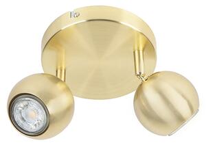Faretto rotondo retrò in ottone con placca a soffitto 2 luci - Gissi