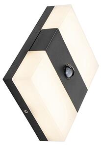 Lampada da parete per esterni nera IP44 con LED e sensore di movimento - Dualy
