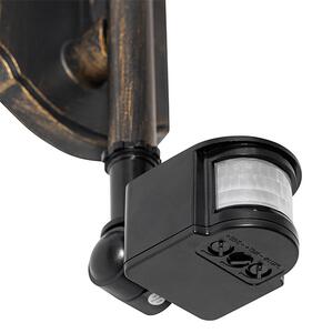 Lampada da parete per esterni oro antico IP44 con sensore di movimento - Daphne