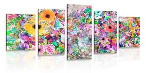 Quadri 5 pezzi – Fiori multicolori