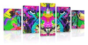 Quadri 5 pezzi – Predatore multicolore
