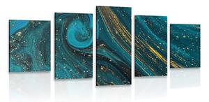Quadri 5 pezzi – Astrazione smeraldo