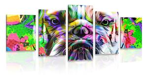 Quadri 5 pezzi – Pop-art bulldog