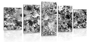 Quadri 5 pezzi – Fiori in bianco e nero