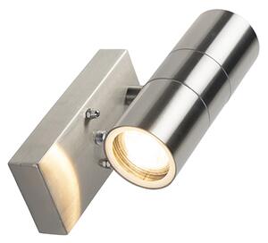 Lampada da parete per esterni in acciaio 2 luci IP44 con sensore crepuscolare - Duo